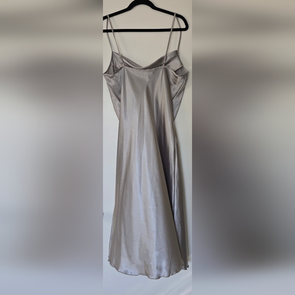 bebe silver silky slip dress in size Large - Picture 2 of 4